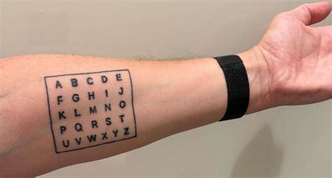 alphabet tattoo guy|Dad gets tattoo to help autistic son communicate